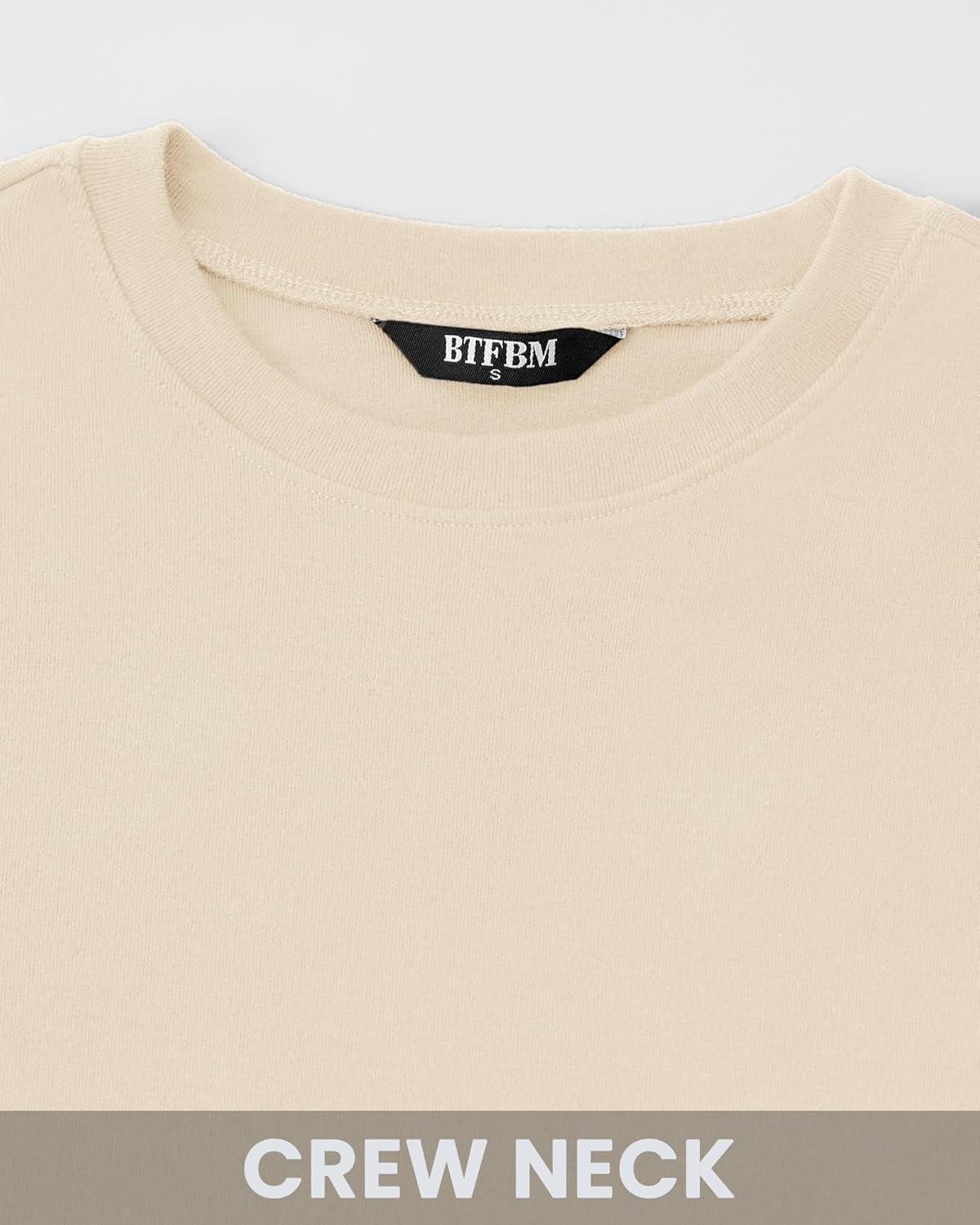 imageBTFBM Womens Tops 2025 Fall Outfits Long Sleeve Shirts Crewneck Work Blouses Stretchy Slim Fit Going Out Top WorkoutBeige