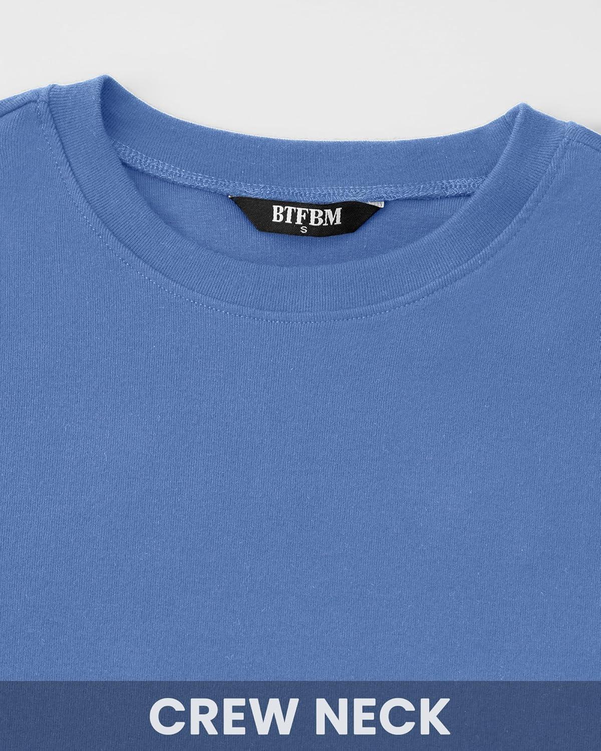 imageBTFBM Womens Tops 2025 Fall Outfits Long Sleeve Shirts Crewneck Work Blouses Stretchy Slim Fit Going Out Top WorkoutBlue