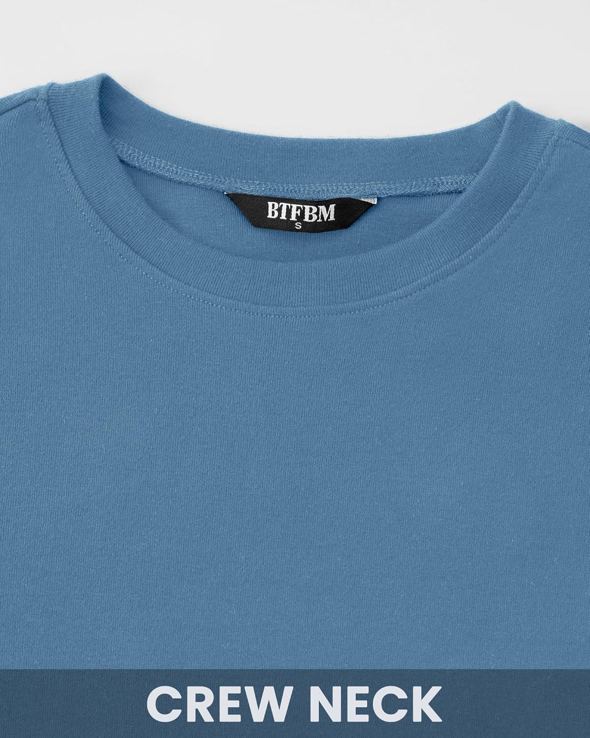 imageBTFBM Womens Tops 2025 Fall Outfits Long Sleeve Shirts Crewneck Work Blouses Stretchy Slim Fit Going Out Top WorkoutGrey Blue