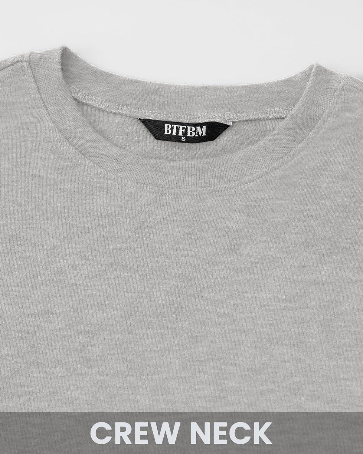 imageBTFBM Womens Tops 2025 Fall Outfits Long Sleeve Shirts Crewneck Work Blouses Stretchy Slim Fit Going Out Top WorkoutLight Grey