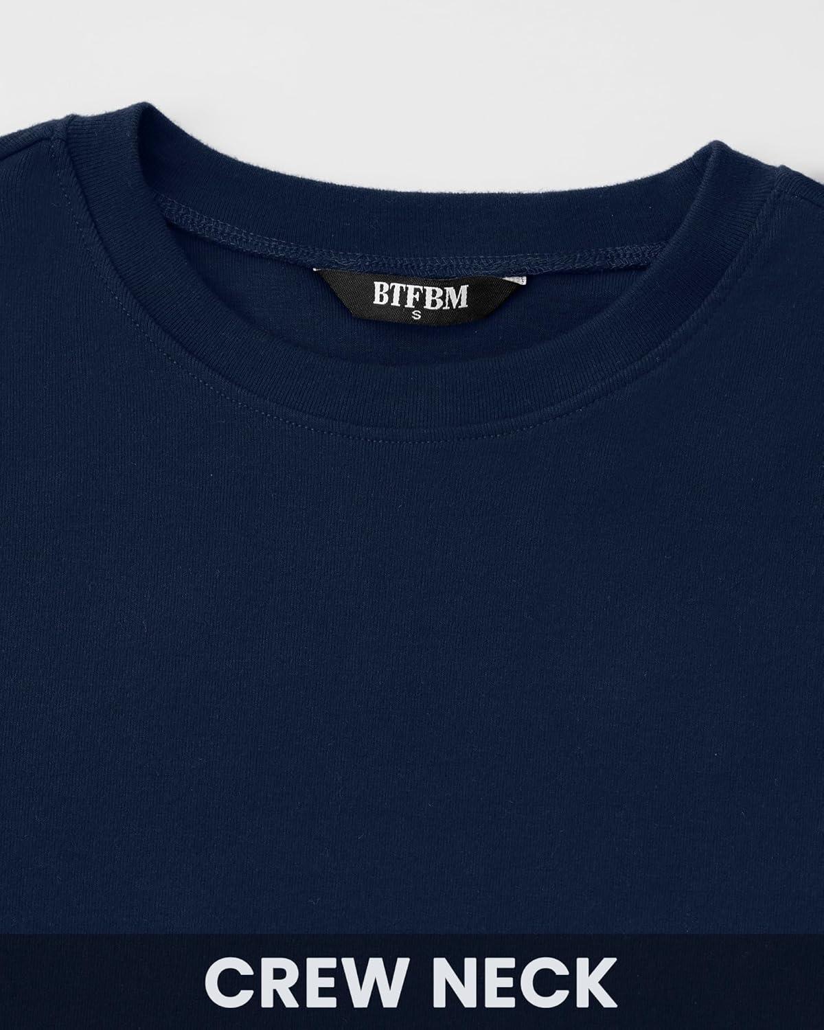imageBTFBM Womens Tops 2025 Fall Outfits Long Sleeve Shirts Crewneck Work Blouses Stretchy Slim Fit Going Out Top WorkoutNavy