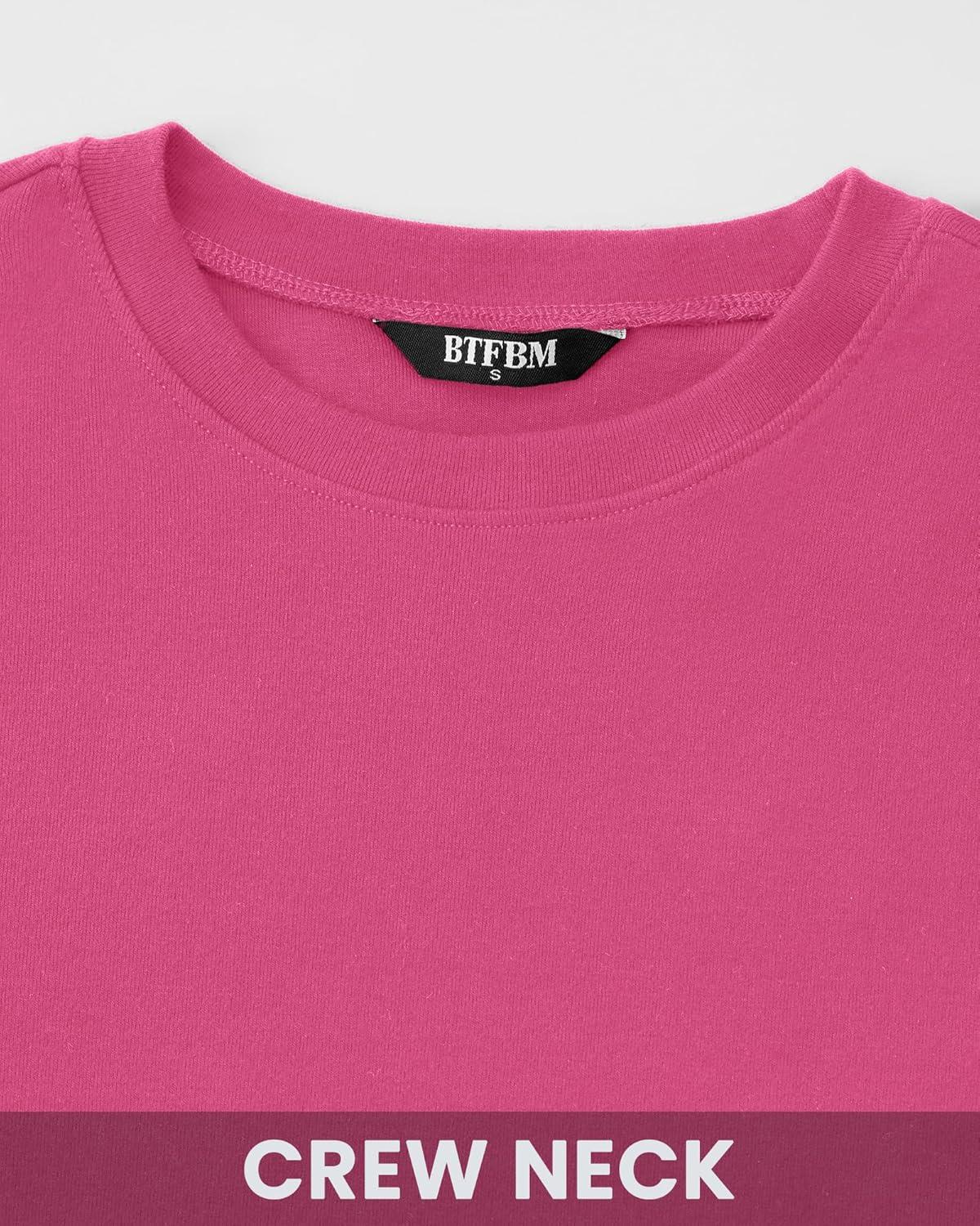 imageBTFBM Womens Tops 2025 Fall Outfits Long Sleeve Shirts Crewneck Work Blouses Stretchy Slim Fit Going Out Top WorkoutRose Red