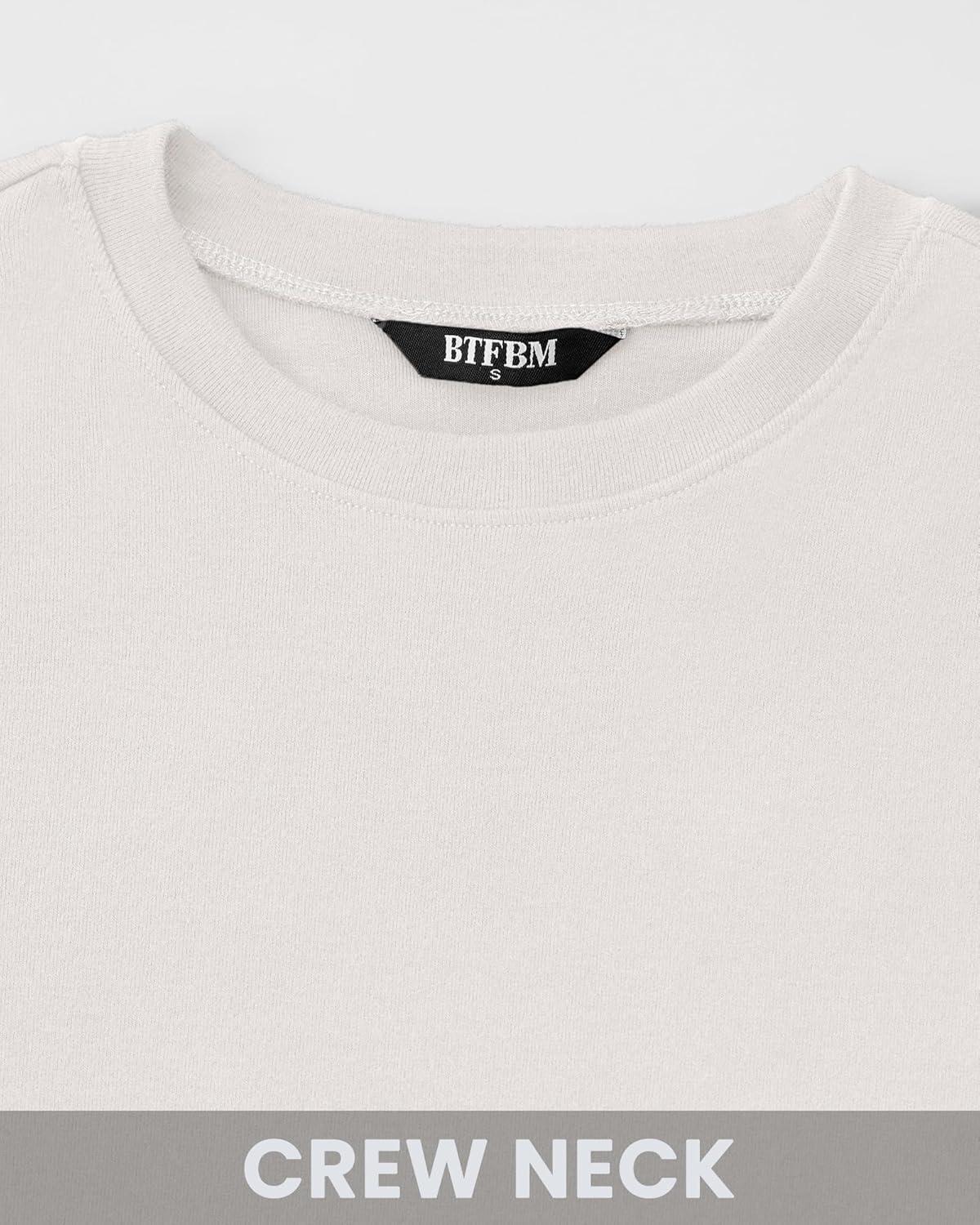 imageBTFBM Womens Tops 2025 Fall Outfits Long Sleeve Shirts Crewneck Work Blouses Stretchy Slim Fit Going Out Top WorkoutWhite