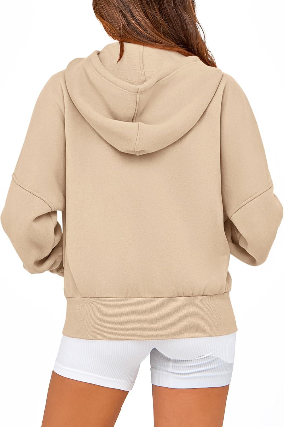 imageBTFBM Zip Up Hoodie Women Long Sleeve Fall Fashion Sweatshirt Fleece Y2K Hooded Jacket 2025 Trendy Winter ClothesApricot