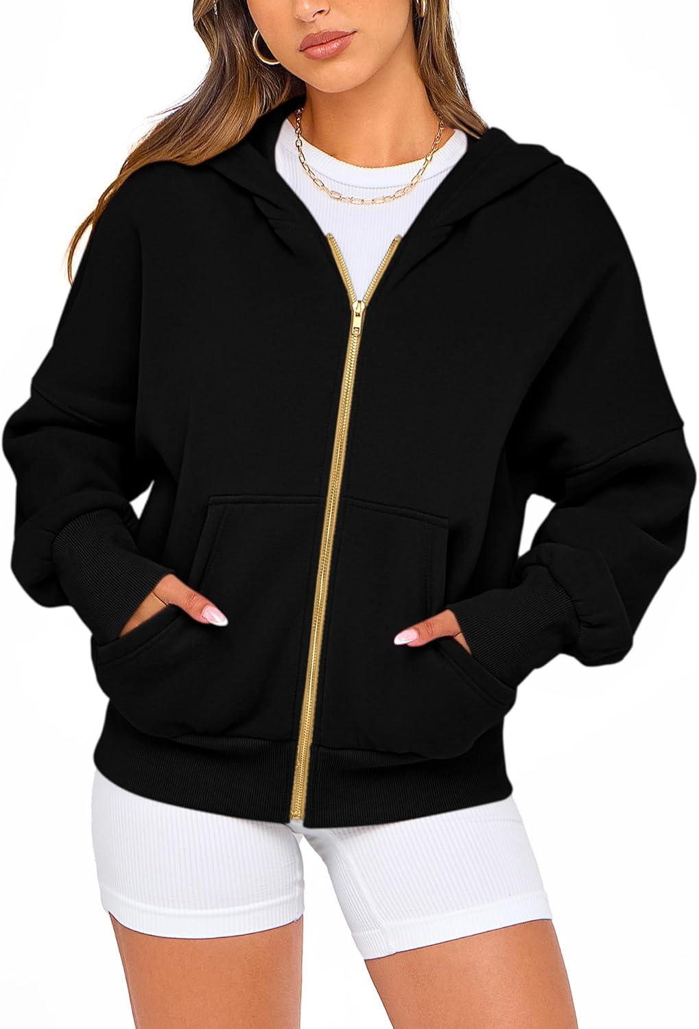 imageBTFBM Zip Up Hoodie Women Long Sleeve Fall Fashion Sweatshirt Fleece Y2K Hooded Jacket 2025 Trendy Winter ClothesBlack