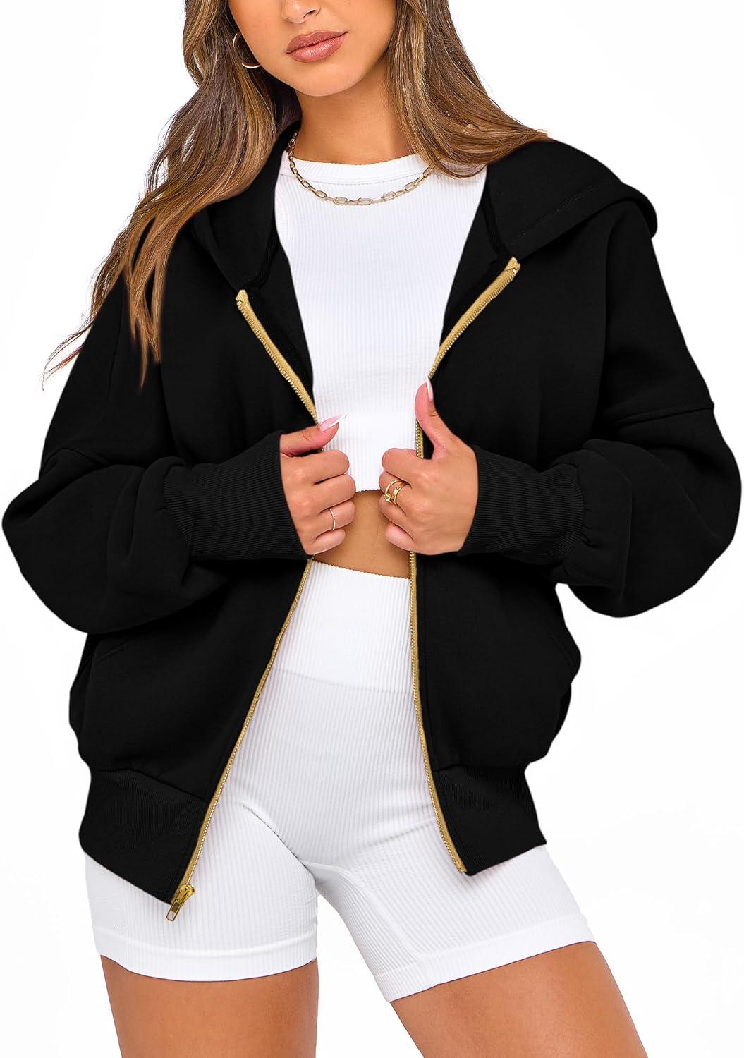imageBTFBM Zip Up Hoodie Women Long Sleeve Fall Fashion Sweatshirt Fleece Y2K Hooded Jacket 2025 Trendy Winter ClothesBlack
