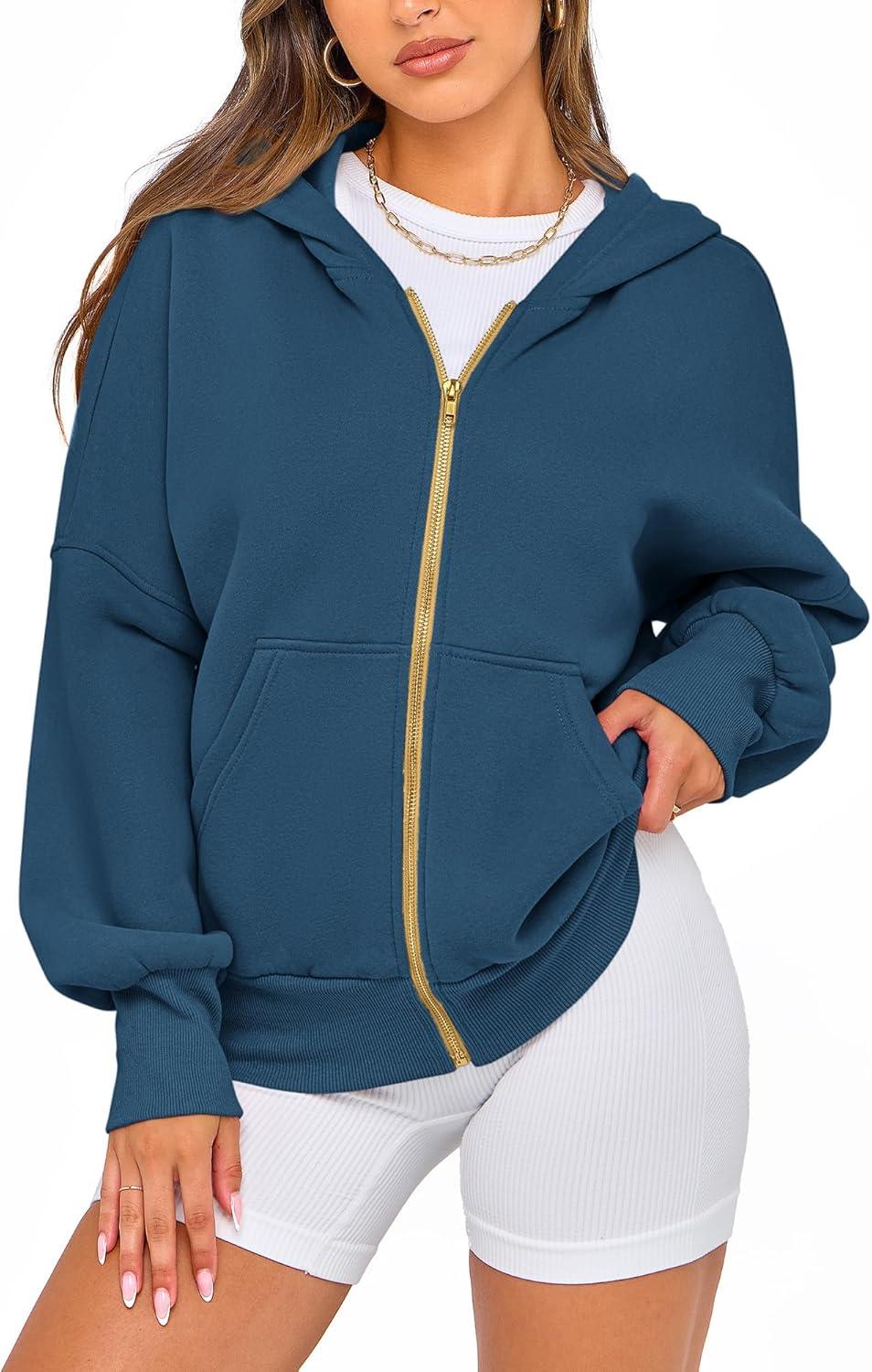 imageBTFBM Zip Up Hoodie Women Long Sleeve Fall Fashion Sweatshirt Fleece Y2K Hooded Jacket 2025 Trendy Winter ClothesDark Blue