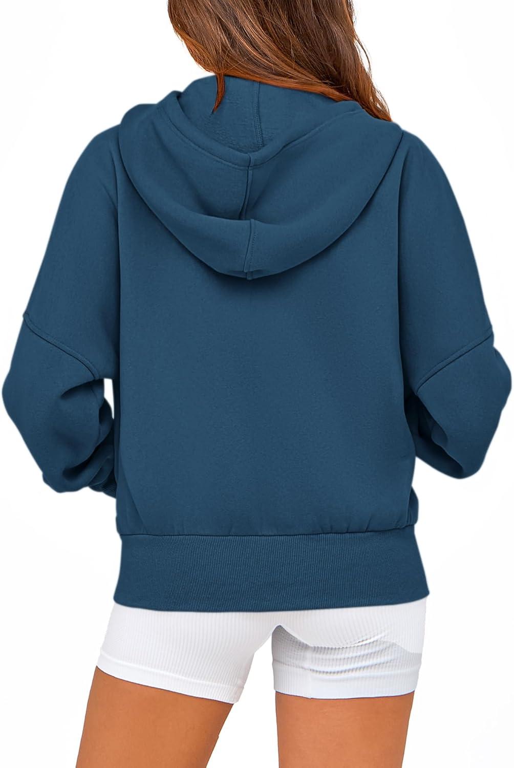 imageBTFBM Zip Up Hoodie Women Long Sleeve Fall Fashion Sweatshirt Fleece Y2K Hooded Jacket 2025 Trendy Winter ClothesDark Blue