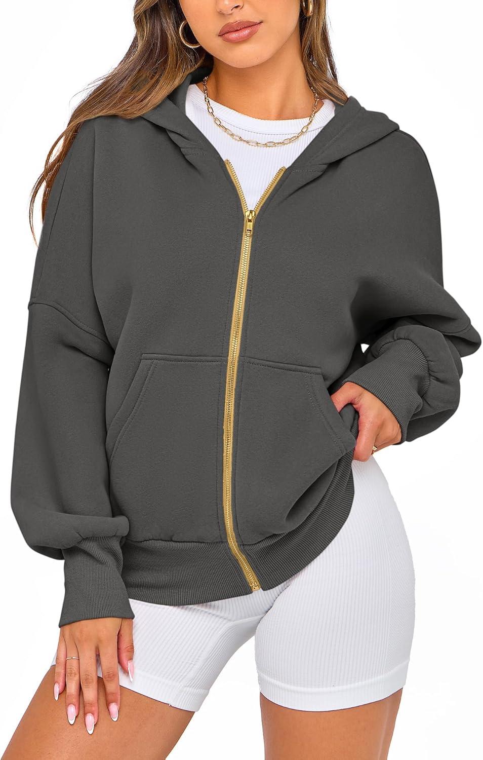 imageBTFBM Zip Up Hoodie Women Long Sleeve Fall Fashion Sweatshirt Fleece Y2K Hooded Jacket 2025 Trendy Winter ClothesDark Grey