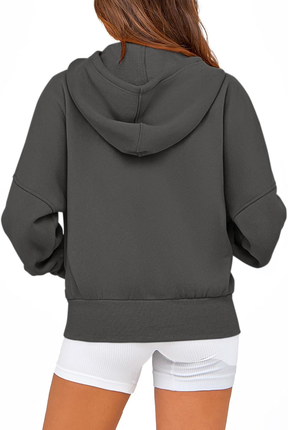 imageBTFBM Zip Up Hoodie Women Long Sleeve Fall Fashion Sweatshirt Fleece Y2K Hooded Jacket 2025 Trendy Winter ClothesDark Grey