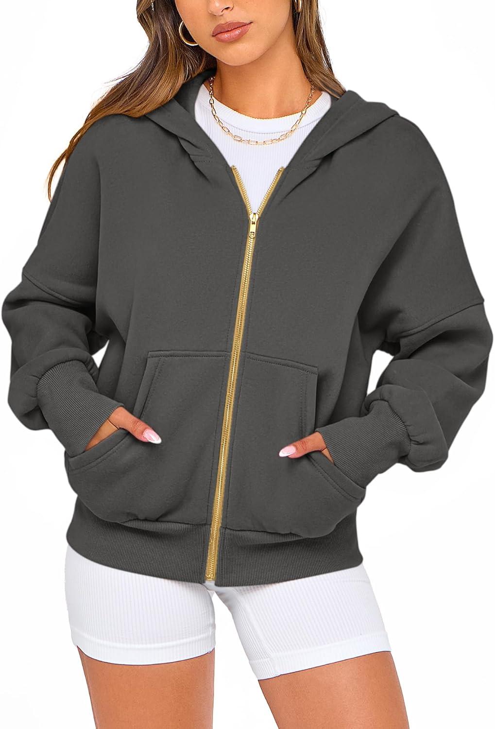 imageBTFBM Zip Up Hoodie Women Long Sleeve Fall Fashion Sweatshirt Fleece Y2K Hooded Jacket 2025 Trendy Winter ClothesDark Grey