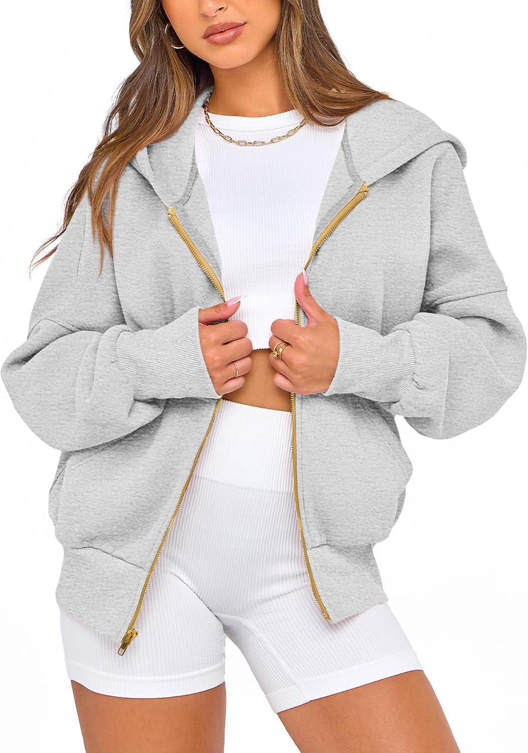 imageBTFBM Zip Up Hoodie Women Long Sleeve Fall Fashion Sweatshirt Fleece Y2K Hooded Jacket 2025 Trendy Winter ClothesGrey