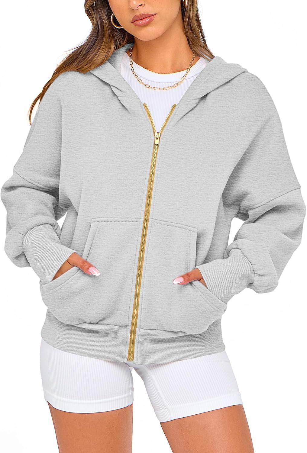 imageBTFBM Zip Up Hoodie Women Long Sleeve Fall Fashion Sweatshirt Fleece Y2K Hooded Jacket 2025 Trendy Winter ClothesGrey