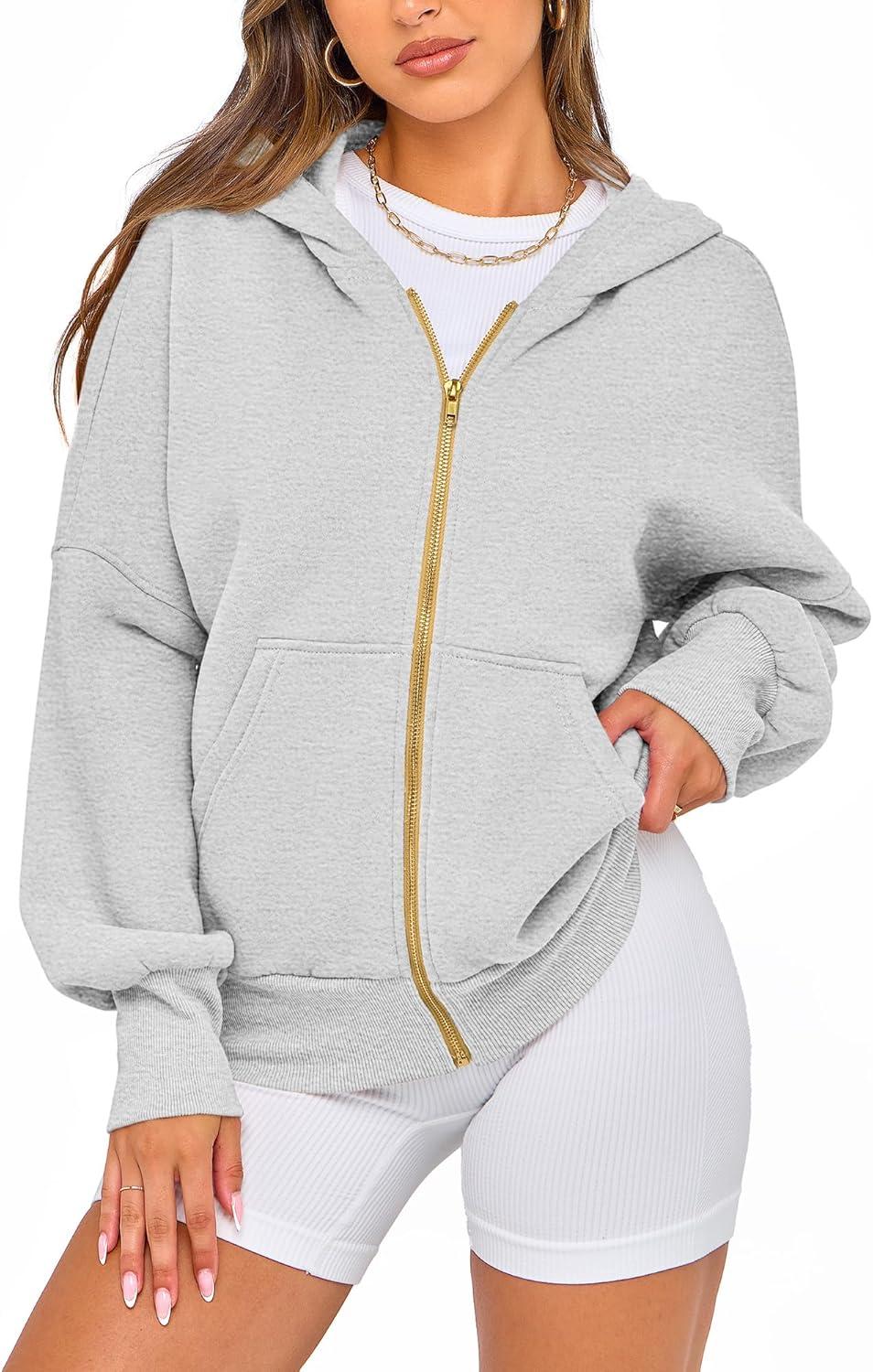 imageBTFBM Zip Up Hoodie Women Long Sleeve Fall Fashion Sweatshirt Fleece Y2K Hooded Jacket 2025 Trendy Winter ClothesGrey