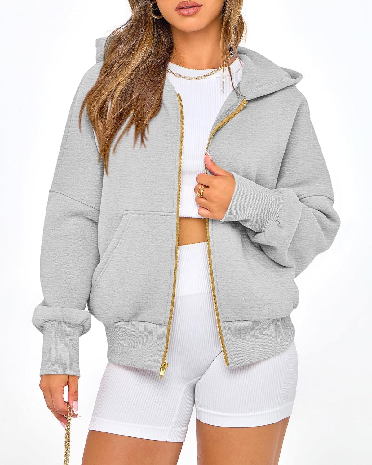 imageBTFBM Zip Up Hoodie Women Long Sleeve Fall Fashion Sweatshirt Fleece Y2K Hooded Jacket 2025 Trendy Winter ClothesGrey