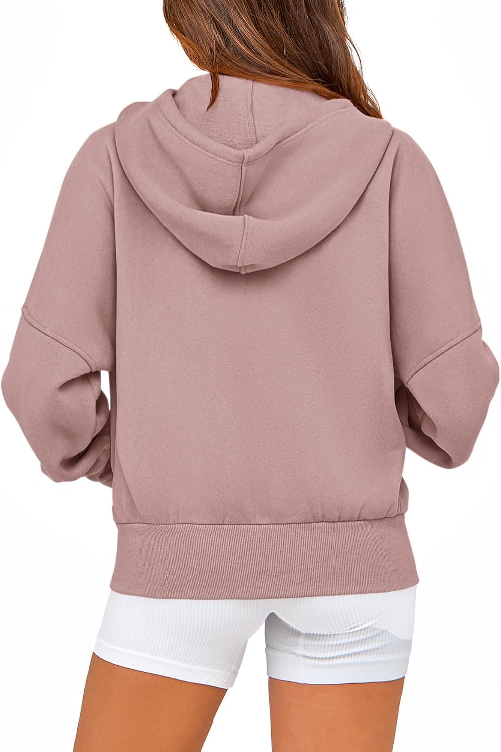 imageBTFBM Zip Up Hoodie Women Long Sleeve Fall Fashion Sweatshirt Fleece Y2K Hooded Jacket 2025 Trendy Winter ClothesGrey Pink