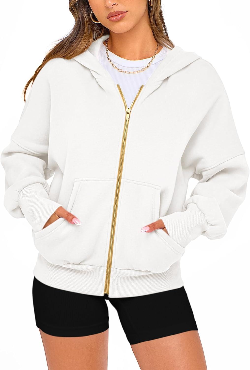 imageBTFBM Zip Up Hoodie Women Long Sleeve Fall Fashion Sweatshirt Fleece Y2K Hooded Jacket 2025 Trendy Winter ClothesWhite
