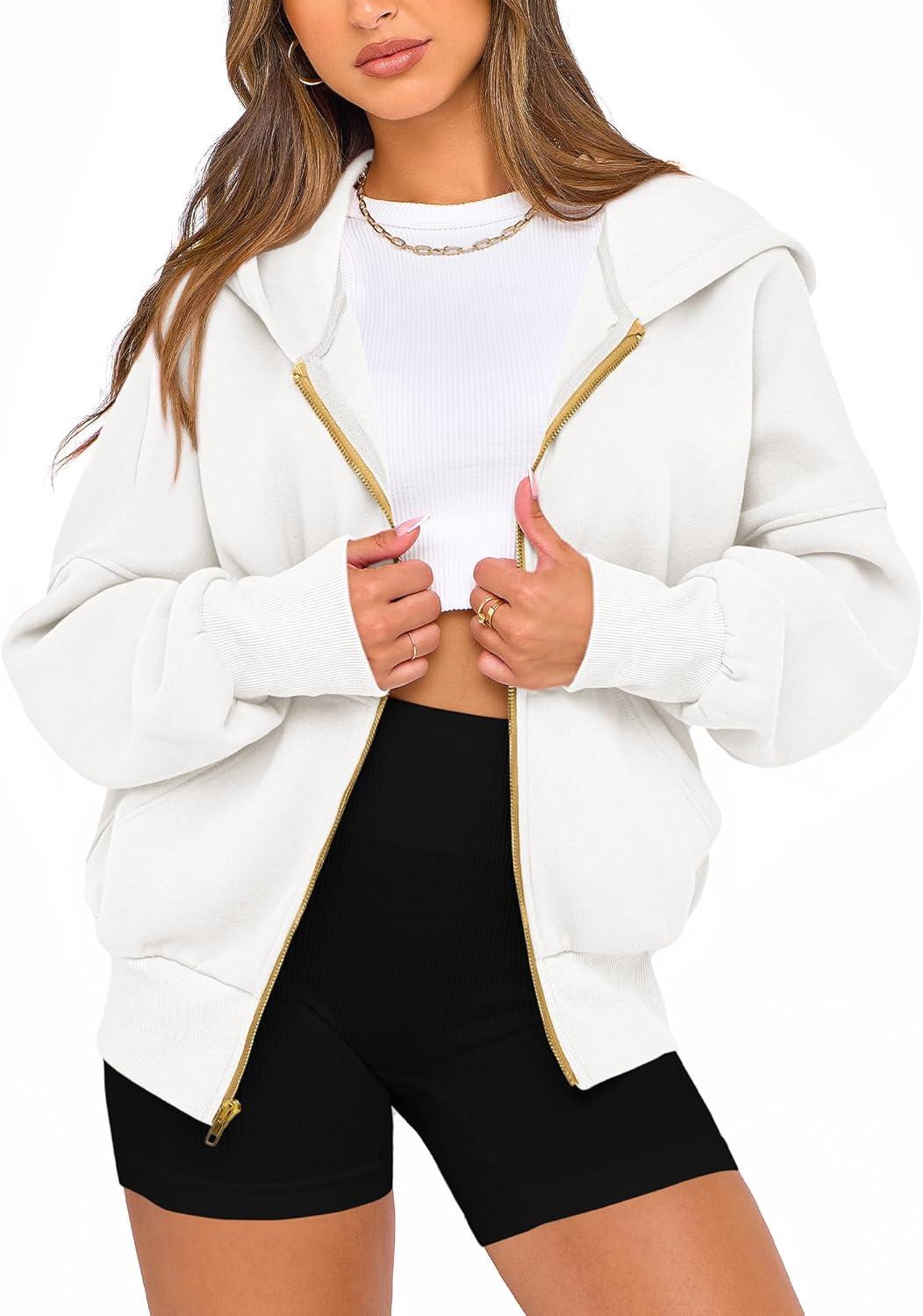 imageBTFBM Zip Up Hoodie Women Long Sleeve Fall Fashion Sweatshirt Fleece Y2K Hooded Jacket 2025 Trendy Winter ClothesWhite