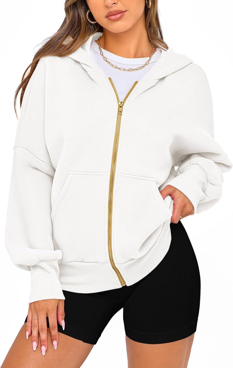 imageBTFBM Zip Up Hoodie Women Long Sleeve Fall Fashion Sweatshirt Fleece Y2K Hooded Jacket 2025 Trendy Winter ClothesWhite