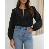 imageBTFBM Blouses for Women Dressy Casual Fall Clothes 2025 Long Sleeve Tops Lace Flowy Babydoll Button Down ShirtsBlack