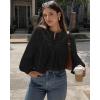 imageBTFBM Blouses for Women Dressy Casual Fall Clothes 2025 Long Sleeve Tops Lace Flowy Babydoll Button Down ShirtsBlack