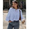 imageBTFBM Blouses for Women Dressy Casual Fall Clothes 2025 Long Sleeve Tops Lace Flowy Babydoll Button Down ShirtsLight Blue