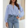 imageBTFBM Blouses for Women Dressy Casual Fall Clothes 2025 Long Sleeve Tops Lace Flowy Babydoll Button Down ShirtsLight Blue