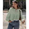 imageBTFBM Blouses for Women Dressy Casual Fall Clothes 2025 Long Sleeve Tops Lace Flowy Babydoll Button Down ShirtsLight Green