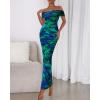 imageBTFBM Cocktail Dresses for Women 2025 Summer Off Shoulder Bodycon Ruched Mesh Back Slit Floral Maxi Dress Fall FashionFloral Green
