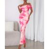 imageBTFBM Cocktail Dresses for Women 2025 Summer Off Shoulder Bodycon Ruched Mesh Back Slit Floral Maxi Dress Fall FashionFloral Pink