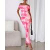 imageBTFBM Cocktail Dresses for Women 2025 Summer Off Shoulder Bodycon Ruched Mesh Back Slit Floral Maxi Dress Fall FashionFloral Pink