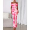 imageBTFBM Cocktail Dresses for Women 2025 Summer Off Shoulder Bodycon Ruched Mesh Back Slit Floral Maxi Dress Fall FashionFloral Pink