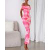 imageBTFBM Cocktail Dresses for Women 2025 Summer Off Shoulder Bodycon Ruched Mesh Back Slit Floral Maxi Dress Fall FashionFloral Pink
