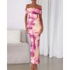 imageBTFBM Cocktail Dresses for Women 2025 Summer Off Shoulder Bodycon Ruched Mesh Back Slit Floral Maxi Dress Fall FashionFloral Purple