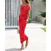 imageBTFBM Cocktail Dresses for Women 2025 Summer Off Shoulder Bodycon Ruched Mesh Back Slit Floral Maxi Dress Fall FashionFloral Rust Red
