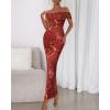 imageBTFBM Cocktail Dresses for Women 2025 Summer Off Shoulder Bodycon Ruched Mesh Back Slit Floral Maxi Dress Fall FashionFloral Wine Red