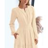 imageBTFBM Fall Dresses for Women 2025 Casual Long Sleeve V Neck Elastic Waist Lightweight Maxi Wedding Guest Dress PocketsApricot