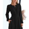imageBTFBM Fall Dresses for Women 2025 Casual Long Sleeve V Neck Elastic Waist Lightweight Maxi Wedding Guest Dress PocketsBlack