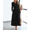 imageBTFBM Fall Dresses for Women 2025 Casual Long Sleeve V Neck Elastic Waist Lightweight Maxi Wedding Guest Dress PocketsBlack