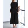 imageBTFBM Fall Dresses for Women 2025 Casual Long Sleeve V Neck Elastic Waist Lightweight Maxi Wedding Guest Dress PocketsBlack