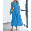 imageBTFBM Fall Dresses for Women 2025 Casual Long Sleeve V Neck Elastic Waist Lightweight Maxi Wedding Guest Dress PocketsBrilliant Blue