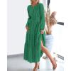 imageBTFBM Fall Dresses for Women 2025 Casual Long Sleeve V Neck Elastic Waist Lightweight Maxi Wedding Guest Dress PocketsDark Green