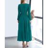 imageBTFBM Fall Dresses for Women 2025 Casual Long Sleeve V Neck Elastic Waist Lightweight Maxi Wedding Guest Dress PocketsMalachite Green