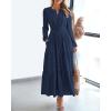 imageBTFBM Fall Dresses for Women 2025 Casual Long Sleeve V Neck Elastic Waist Lightweight Maxi Wedding Guest Dress PocketsNavy