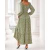 imageBTFBM Fall Dresses for Women 2025 Long Sleeve Boho Floral Empire Waist Square Neck Casual Flowy Wedding Guest Maxi DressFloral Army Green