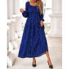 imageBTFBM Fall Dresses for Women 2025 Long Sleeve Boho Floral Empire Waist Square Neck Casual Flowy Wedding Guest Maxi DressFloral Blue Black