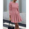 imageBTFBM Fall Dresses for Women 2025 Long Sleeve High Waist Pleated Flowy A Line Party Wedding Guest Dress Business CasualPink