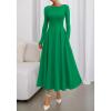 imageBTFBM Fall Dresses for Women 2025 Trendy Boat Neck Long Sleeve A Line Flowy Knit Loose Casual Elegant Party Maxi DressGreen
