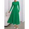 imageBTFBM Fall Dresses for Women 2025 Trendy Boat Neck Long Sleeve A Line Flowy Knit Loose Casual Elegant Party Maxi DressGreen