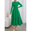 imageBTFBM Fall Dresses for Women 2025 Trendy Boat Neck Long Sleeve A Line Flowy Knit Loose Casual Elegant Party Maxi DressGreen